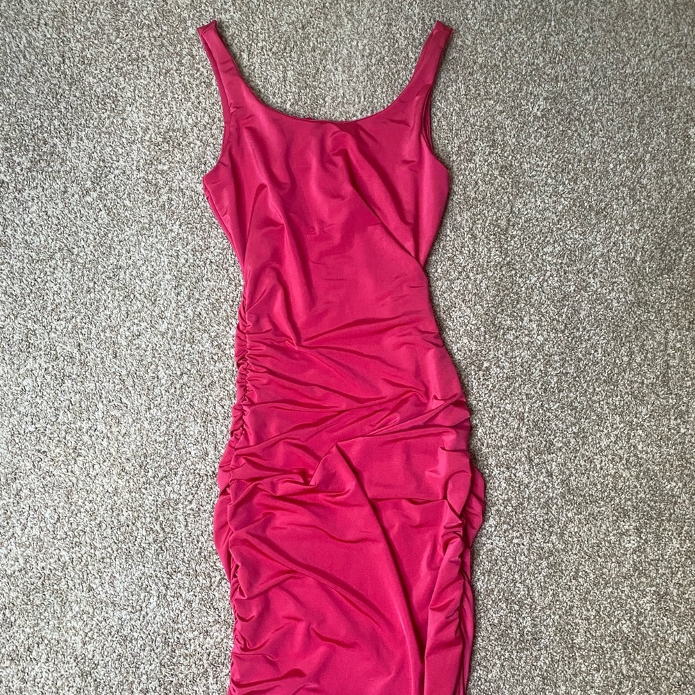 Fashion Nova Pink Ruched Dress